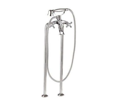 REVIVAL Gruppo vasca esterno su colonne da pavimento finitura cromo