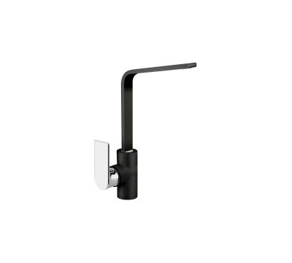 MIG10 miscelatore monocomando con canna rettangolare a L finitura nanostone N6 deep black