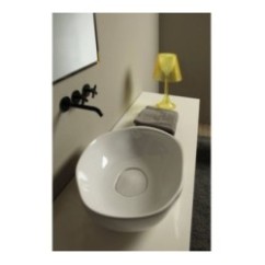 STONE lavabo d'appoggio finitura bianco lucido