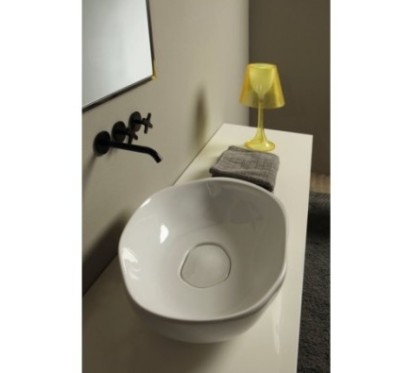 STONE lavabo d'appoggio finitura bianco lucido