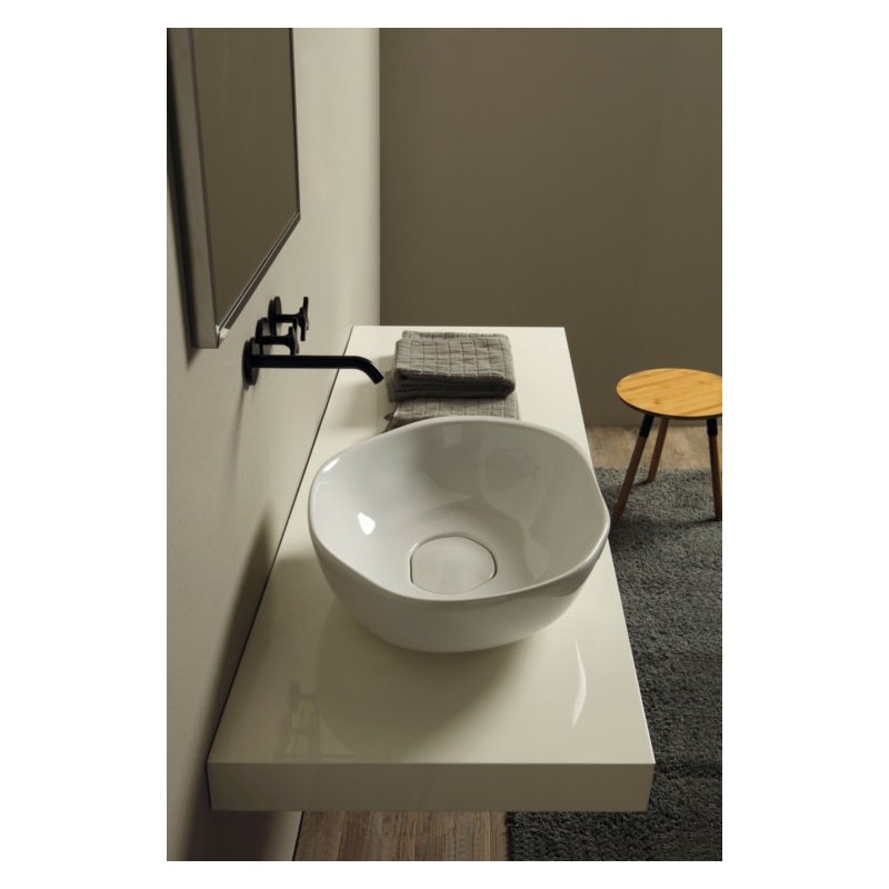 STONE lavabo d'appoggio finitura bianco lucido