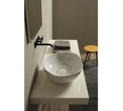 STONE lavabo d'appoggio finitura bianco lucido