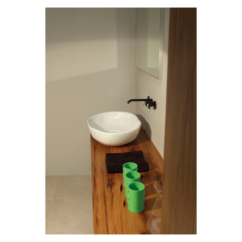 STONE lavabo d'appoggio finitura bianco lucido