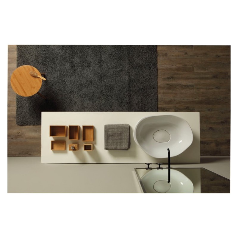 STONE lavabo d'appoggio finitura bianco lucido