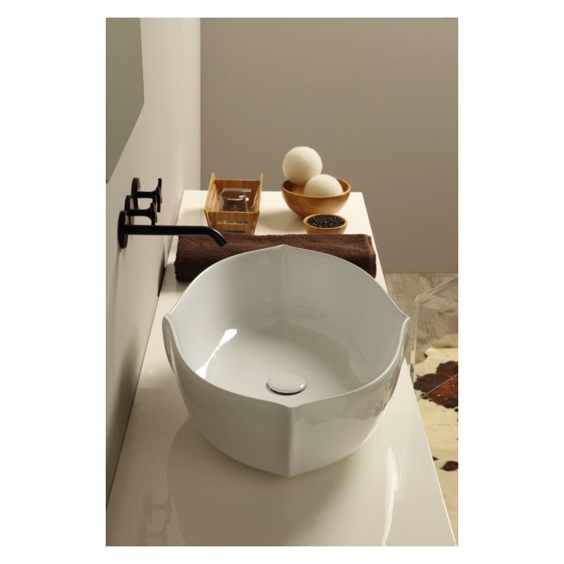 OYSTER lavabo d'appoggio finitura bianco lucido