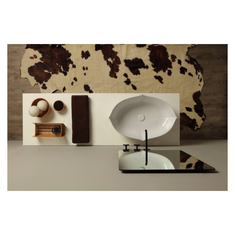 OYSTER lavabo d'appoggio finitura bianco lucido