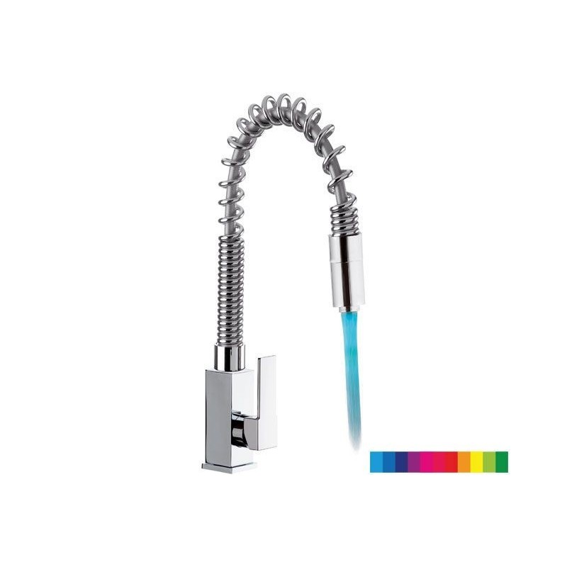 COLOR & AMBIENT monocomando lavello a molla con luce LED finitura cromo