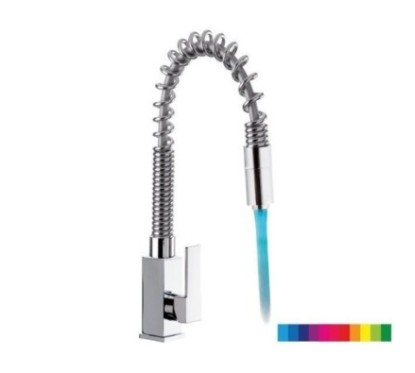 COLOR & AMBIENT monocomando lavello a molla con luce LED finitura cromo