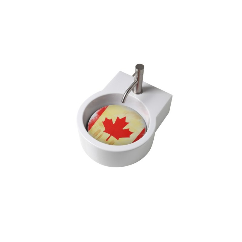 TURN lavabo d'appoggio finitura bianco lucido + piastra Canada