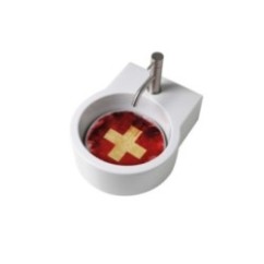 TURN lavabo d'appoggio finitura bianco lucido + piastra Svizzera