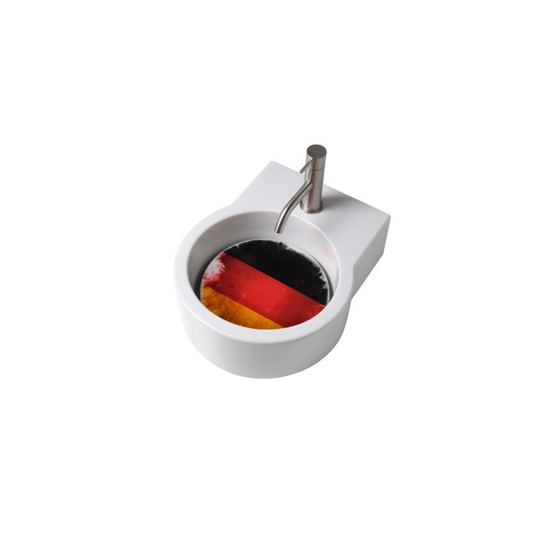 TURN lavabo d'appoggio finitura bianco lucido + piastra Germania