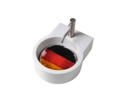 TURN lavabo d'appoggio finitura bianco lucido + piastra Germania