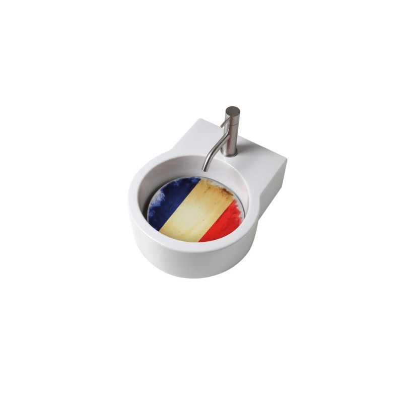 TURN lavabo d'appoggio finitura bianco lucido + piastra Francia
