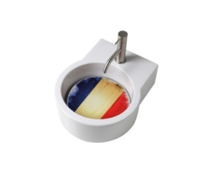 TURN lavabo d'appoggio finitura bianco lucido + piastra Francia