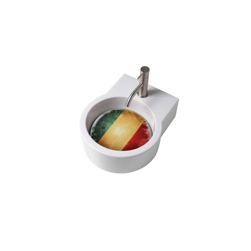 TURN lavabo d'appoggio finitura bianco lucido + piastra Italia