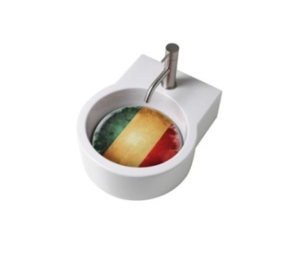 TURN lavabo d'appoggio finitura bianco lucido + piastra Italia