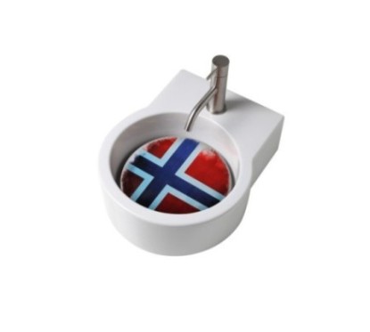 TURN lavabo d'appoggio finitura bianco lucido + piastra Norvegia