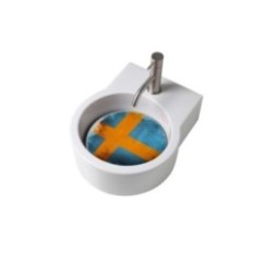 TURN lavabo d'appoggio finitura bianco lucido + piastra Svezia