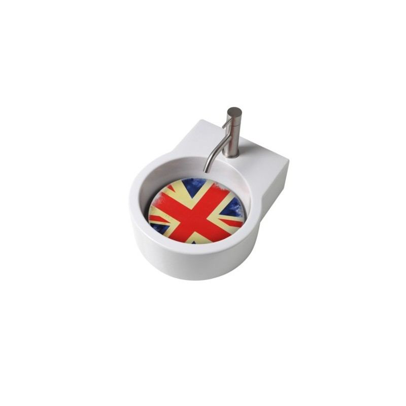 TURN lavabo d'appoggio finitura bianco lucido + piastra Stati Uniti D'America