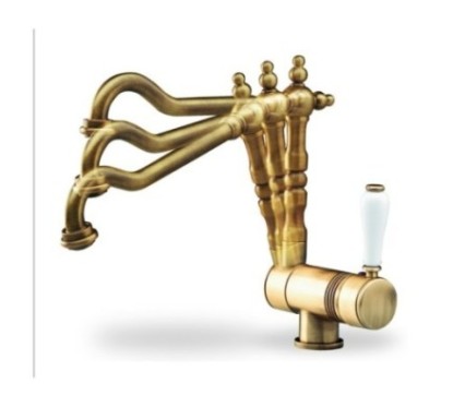 OLDMIX monocomando per lavello sottofinestra retrò finitura vecchio argento