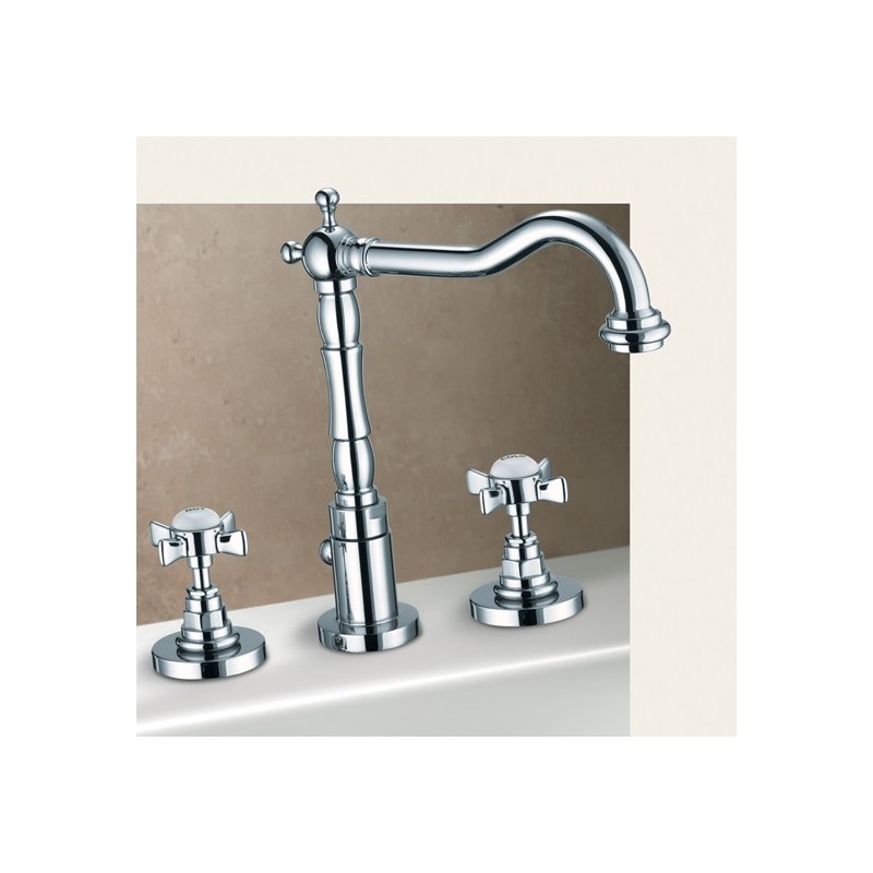 LIVINGSTONE batteria lavabo con canna alta finitura vecchio bronzo