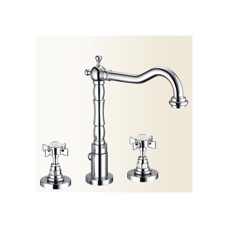 LIVINGSTONE batteria lavabo con canna alta finitura vecchio rame