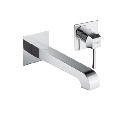 EOS Monocomando lavabo a muro due parti finitura cromo spazzolato