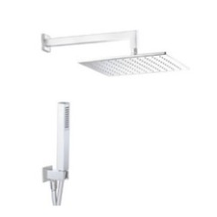 ESTRO QUADRO BIANCO kit soffione con presa acqua e doccia. Soffione 300x300