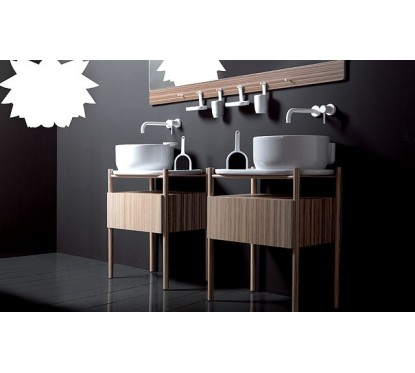 UKIYO-E Lavabo da appoggio tondo 42 + piano in ceramica