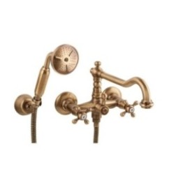 OLD FASHION Gruppo vasca esterno con kit doccia e duplex finitura dark bronze