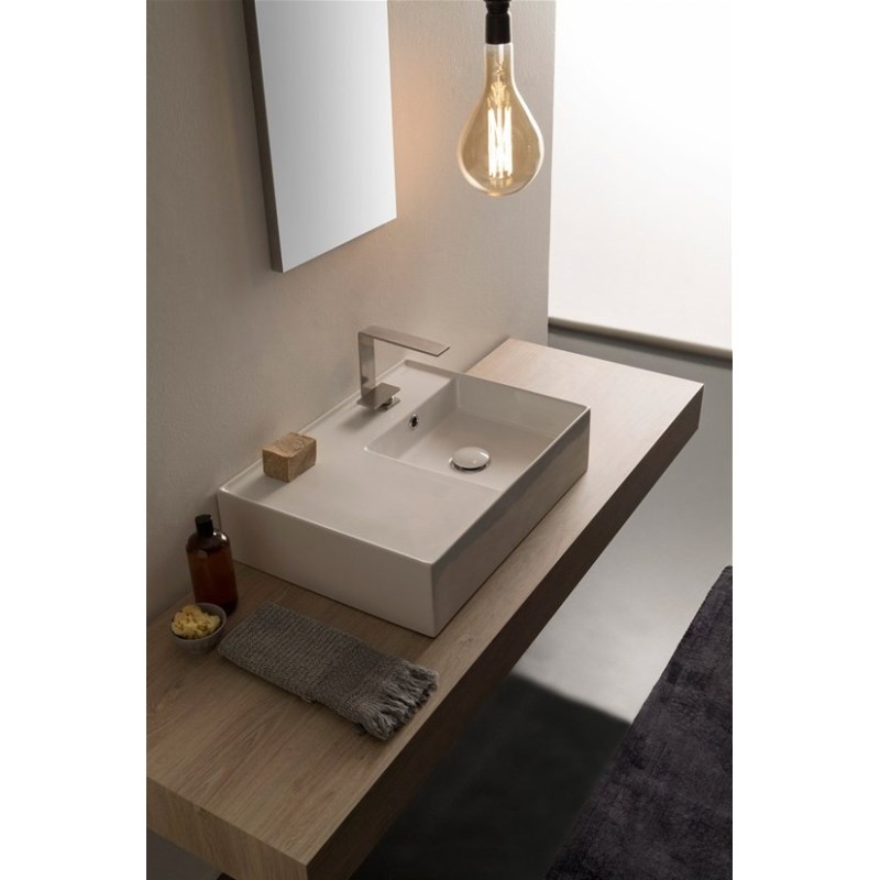 TEOREMA 2.0 60 SHELF SX lavabo da appoggio o sospeso