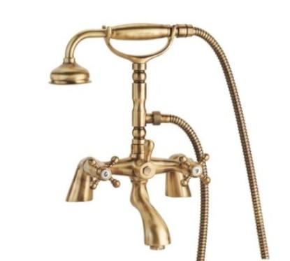 OLD FASHION Gruppo vasca esterno con raccordi bordo vasca finitura dark copper