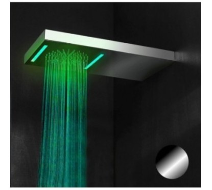 BAGNO ITALIANO IRIS WALL soffione doccia rettangolare cm. 26x52 in acciaio inox con cromoterapia finitura cromo