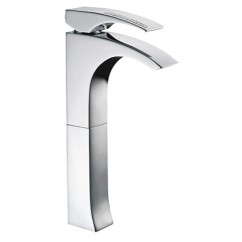 CRYSTAL Monocomando lavabo alto con piletta click-clack finitura cromo