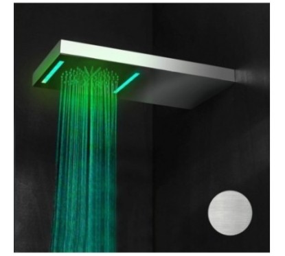 BAGNO ITALIANO IRIS WALL soffione doccia rettangolare cm. 26x52 in acciaio inox con cromoterapia finitura satinato