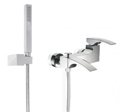 CRYSTAL Monocomando vasca esterno con kit doccia finitura cromo