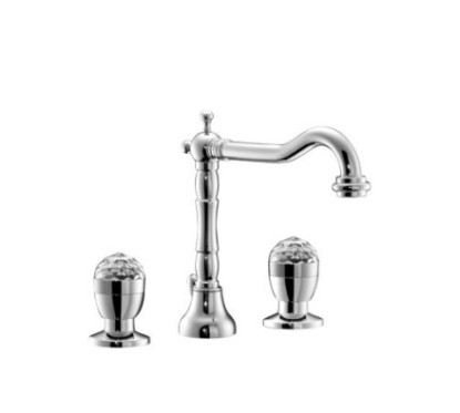 MY BIJOUX batteria lavabo 3 fori con canna alta finitura cromo