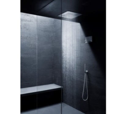 Soffione quadrato 400x400 in acciaio da incasso finitura acciaio lucido