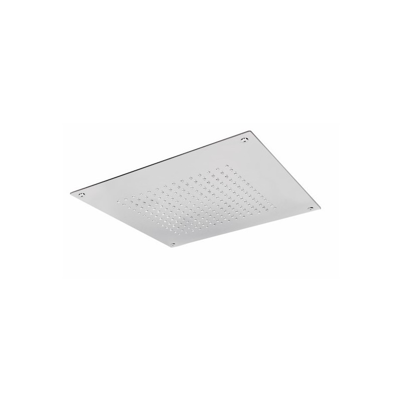 Soffione quadrato 400x400 in acciaio da incasso finitura acciaio lucido