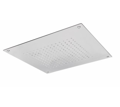 Soffione quadrato 400x400 in acciaio da incasso finitura acciaio lucido