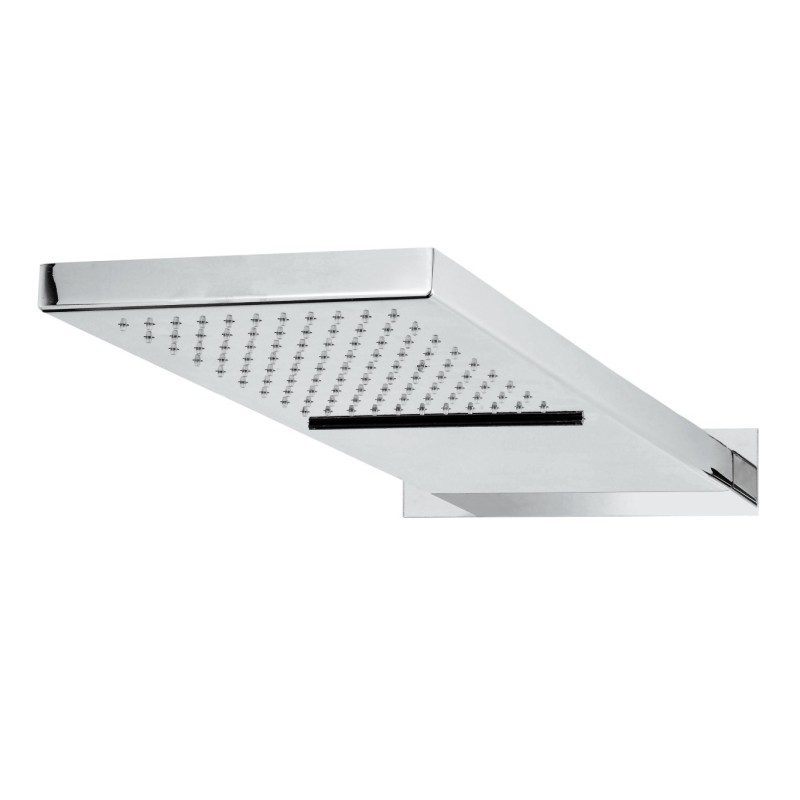 STEEL2 Soffione a muro 2 getti 500x200 in acciaio inox