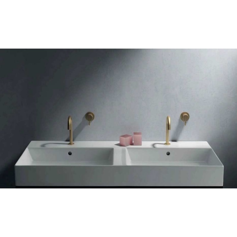 MEG PRO Lavabo sospeso doppio bacino cm 121 x 46 finitura bianco