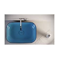 METAMORFOSI Lavabo da appoggio Quadro finitura celeste e nero