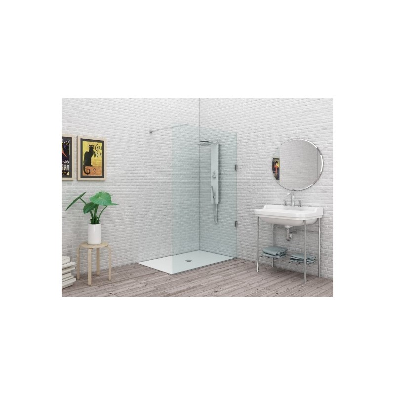 SYSTEM GLASS SG2 Parete doccia fissa per Box Doccia cm 68 finitura cromo, trasparente 6 mm (misura 68 h.200)