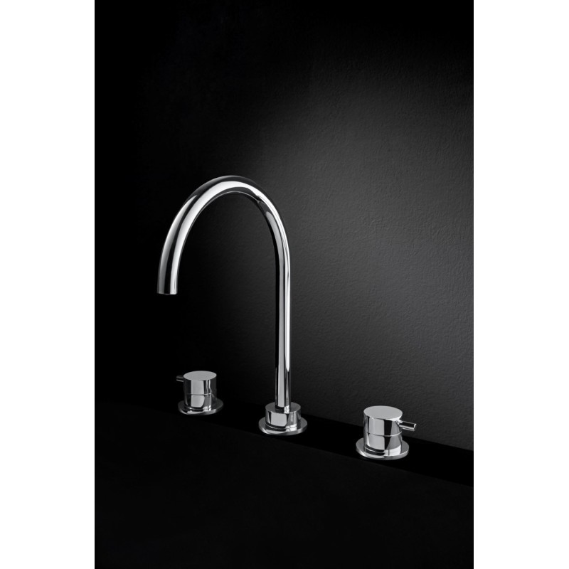 TONDì Batteria lavabo tre fori con scarico finitura cromo con click clck