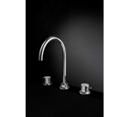 TONDì Batteria lavabo tre fori con scarico finitura cromo con click clck