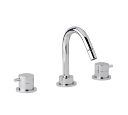 TONDì Batteria bidet tre fori con scarico click clack finitura cromo