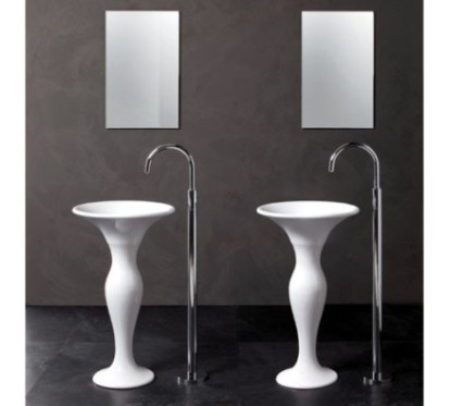 FORMOSA Lavabo tondo su colonna centro stanza bianco