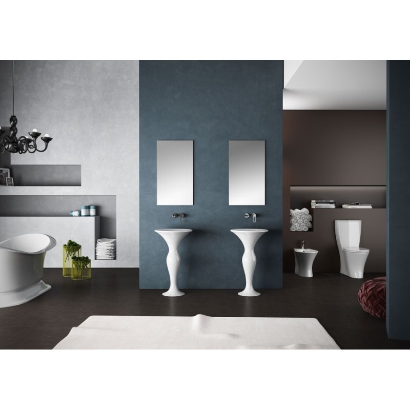FORMOSA Lavabo tondo su colonna centro stanza bianco
