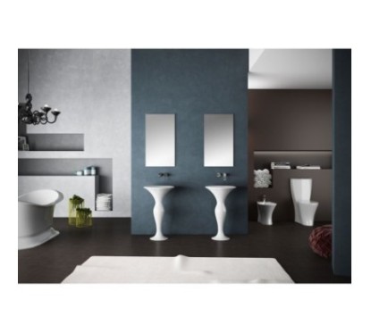 FORMOSA Lavabo tondo su colonna centro stanza bianco